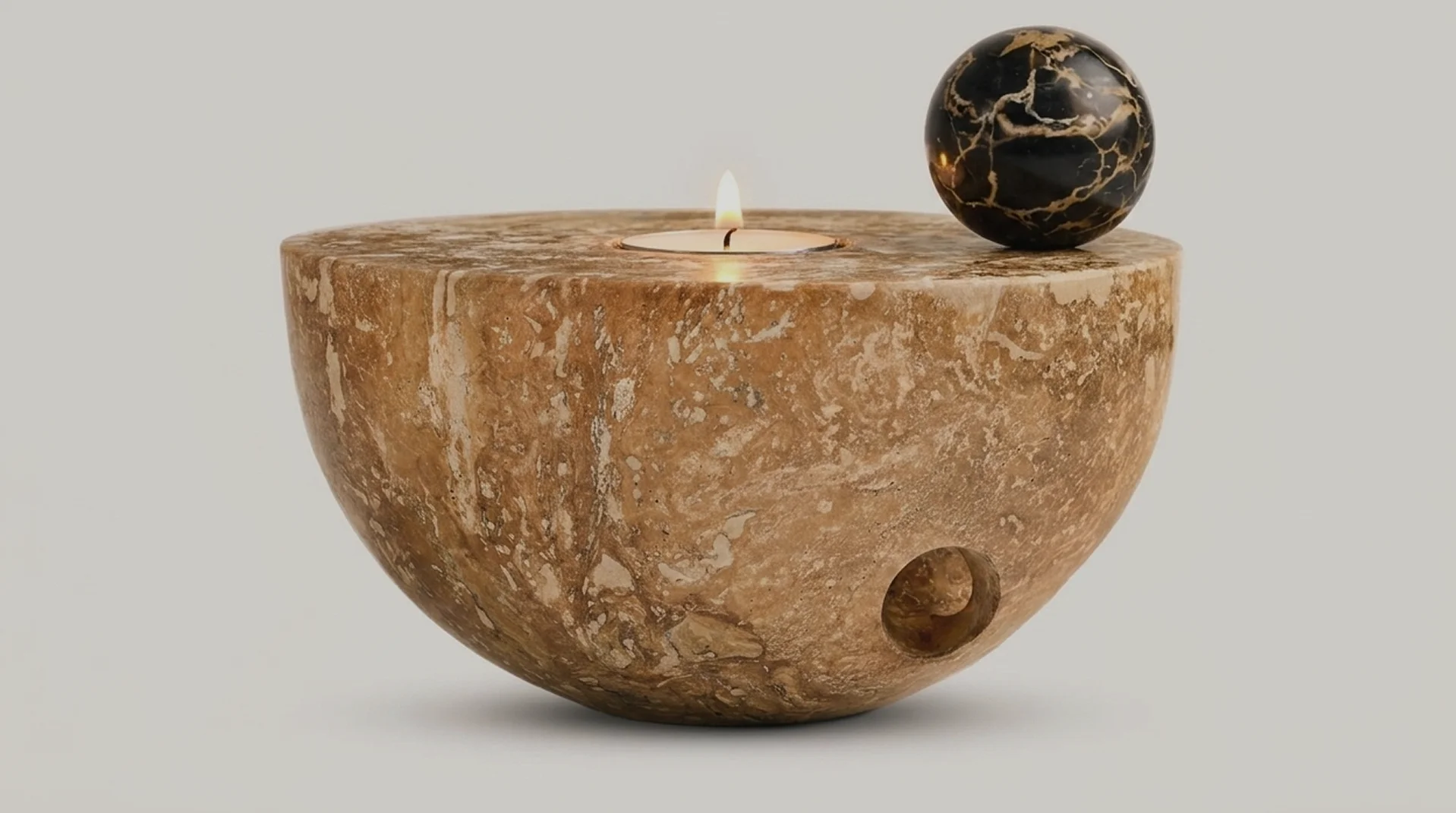 Pouring natural soy wax into handcrafted ceramic vessels